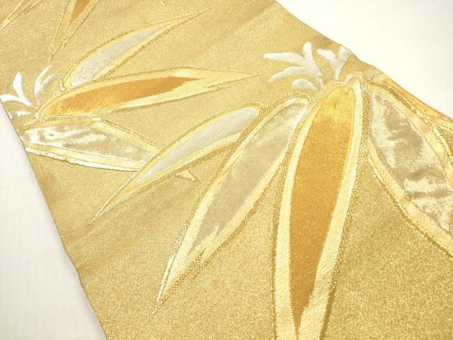 平和屋着物◎綴れ 六通柄袋帯 笹の葉 金銀糸 正絹 逸品 DABF5213xg