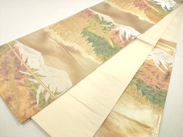 平和屋着物◎六通柄袋帯 遠山樹林文 金銀糸 正絹 逸品 DABF5252xg