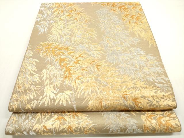 平和屋着物◎六通柄袋帯 笹竹文 金銀糸 正絹 逸品 DABF5255xg