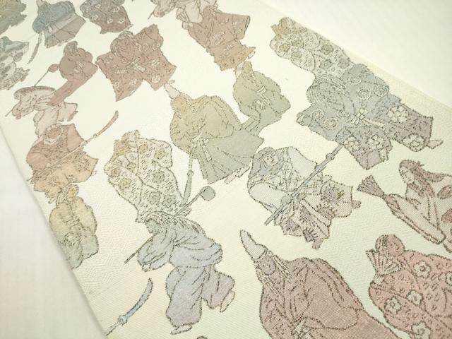 平和屋着物◎六通柄 本袋帯 人物文 金糸 正絹 逸品 DABF5291xg