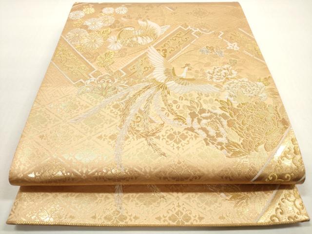 平和屋着物◎六通柄袋帯 九百新花鳥錦 鳳凰 金銀糸 正絹 逸品 DABF5297xg