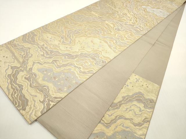 平和屋着物◎六通柄 京本袋帯 墨流し文様 金銀糸 正絹 逸品 DABF5330xg