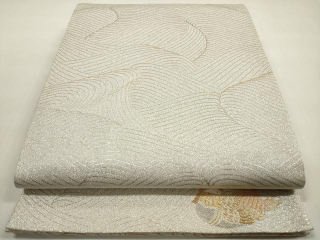 平和屋着物◎綴れ 六通柄袋帯 立波文 ワンポイント 金銀糸 正絹 逸品 DABF5332xg