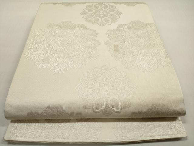 平和屋着物◎六通柄 本袋帯 正倉院花文 銀糸 正絹 逸品 DABF5345xg