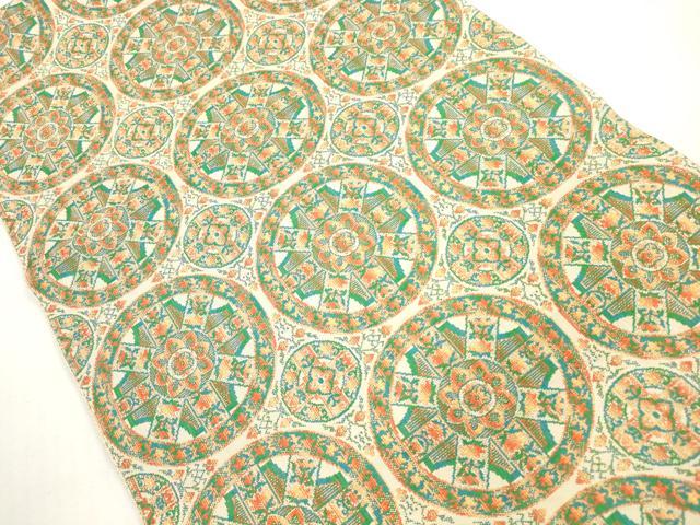 平和屋着物◎本場筑前博多織 八寸名古屋帯 花丸文 金糸 正絹 逸品 DABF5390xg