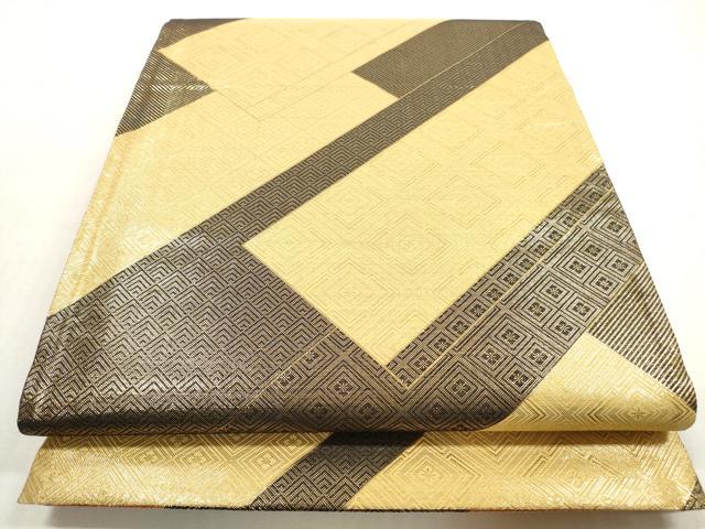 平和屋着物◎佐賀錦 両面 全通柄袋帯 斜縞吉祥文 金糸 正絹 逸品 DABF5418xg