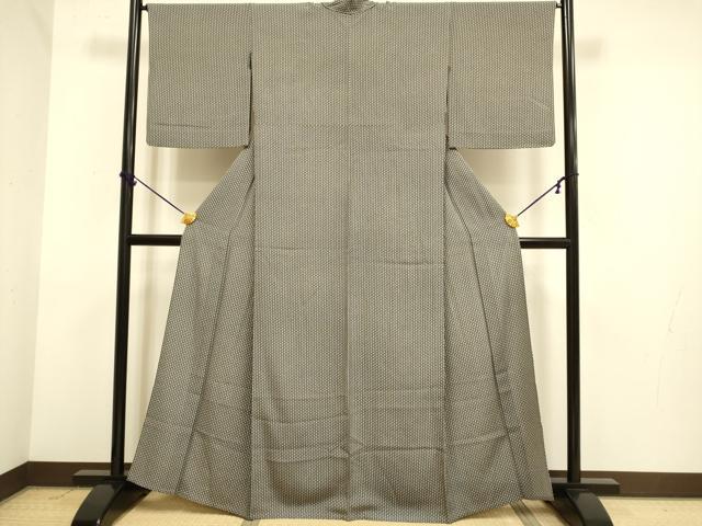 平和屋着物▽上質な小紋 単衣 麻の葉文様 正絹 逸品 DABF5521du