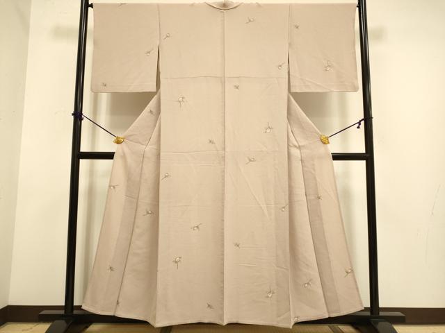 平和屋着物▽上質な小紋 単衣 枝花文 正絹 逸品 DABF5528du