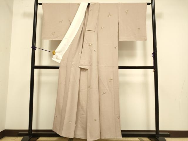 平和屋着物▽上質な小紋 単衣 枝花文 正絹 逸品 DABF5528du