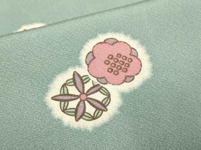 平和屋着物▽上質な小紋 単衣 舞花文 正絹 逸品 DABF5529du