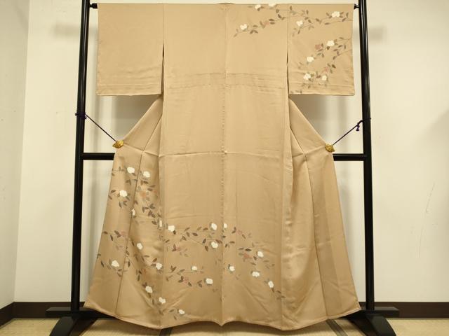 平和屋着物▽訪問着 単衣 駒刺繍 枝花文 正絹 逸品 未使用 DABF5591du