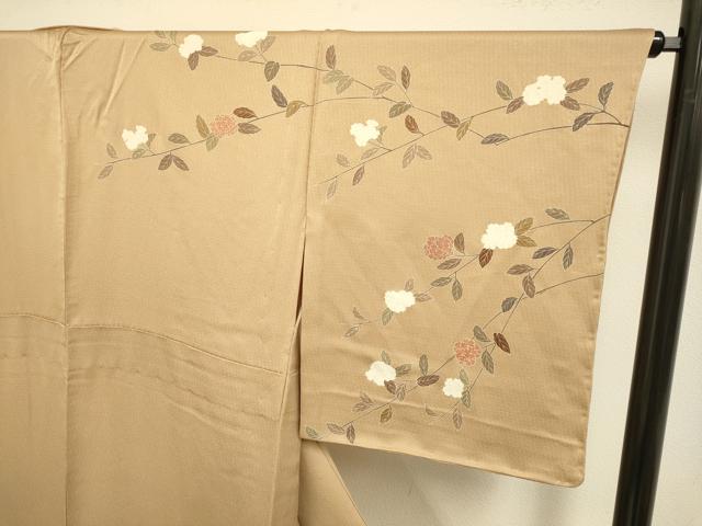 平和屋着物▽訪問着 単衣 駒刺繍 枝花文 正絹 逸品 未使用 DABF5591du