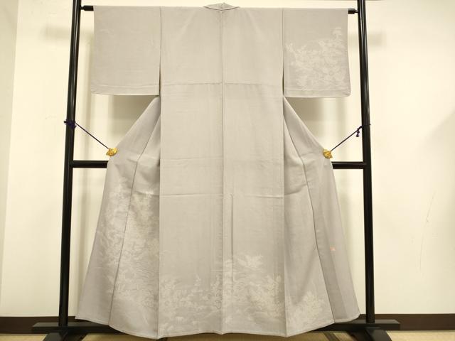 平和屋着物▽伝統工芸師 服部光擴 訪問着 単衣 立波風景花文 正絹 逸品 未使用 DABF5599du