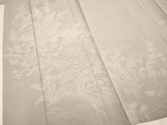 平和屋着物▽伝統工芸師 服部光擴 訪問着 単衣 立波風景花文 正絹 逸品 未使用 DABF5599du