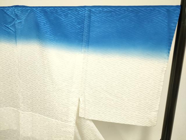 平和屋着物▽男性 単衣 訪問着 立波 鷹 鷲 暈し染め 金彩 洗える着物 DABF5608du