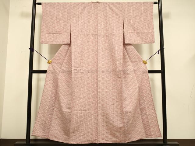 平和屋着物▽小紋 単衣 麻の葉文様 洗える着物 DABF5610du