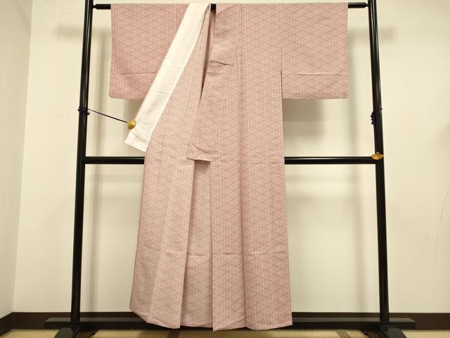 平和屋着物▽小紋 単衣 麻の葉文様 洗える着物 DABF5610du