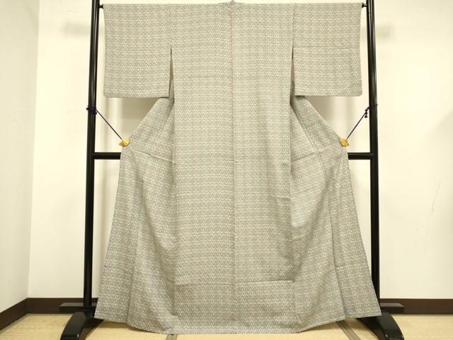 平和屋着物▽小紋 単衣 扇尽くし 洗える着物 DABF5614du