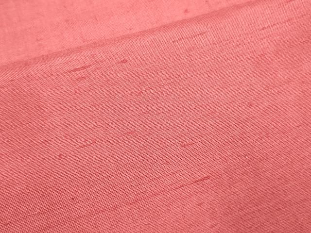 平和屋着物▽上質な紬 単衣 色無地 濃い銀朱色 正絹 逸品 DABF5617du