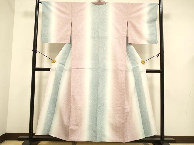 平和屋着物▽小紋 単衣 霞間道 暈し染め 洗える着物 DABF5623du