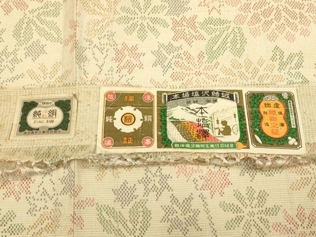 平和屋着物▽本塩沢 単衣 草花文 証紙付き 正絹 逸品 未使用 DABF5636du