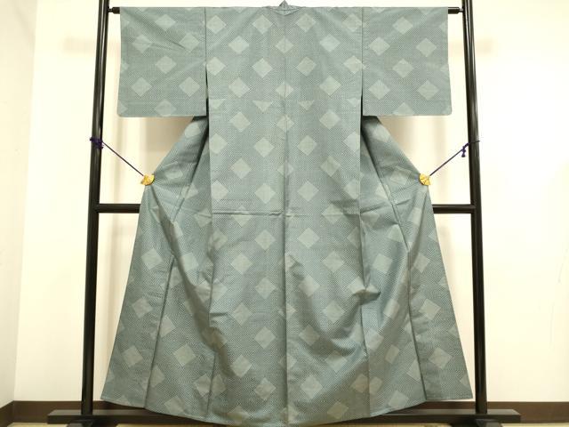 平和屋着物▽本場大島紬 単衣 菱文 正絹 逸品 未使用 DABF5637du