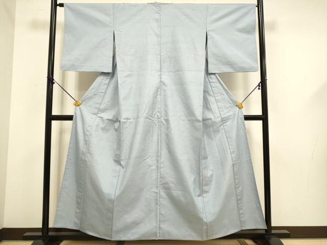 平和屋着物▽石川県指定無形文化財 牛首紬 白山工房 手織り 単衣 色無地 淡藤色 正絹 逸品 DABF5642du