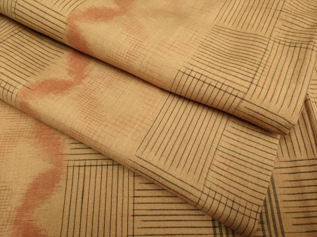 平和屋着物▽上質な紬 単衣 七宝間道 正絹 逸品 DABF5644du