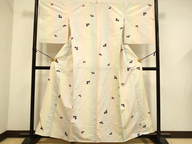 平和屋着物▽上質な紬 単衣 萩文 正絹 逸品 DABF5655du