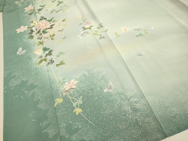 平和屋着物▽訪問着 単衣 花蝶文 暈し染め 三越扱い 正絹 逸品 DABF5657du