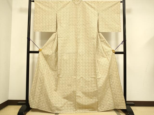 平和屋着物▽上質な紬 単衣 琉球絣文様 三越扱い 正絹 逸品 未使用 DABF5658du