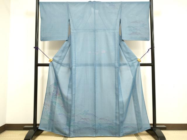 平和屋着物▽訪問着 無双 紗袷 紗×絽 宝船 立波文 正絹 逸品 DABF5702du