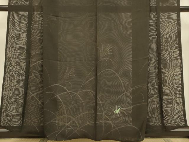 平和屋着物▽訪問着 無双 紗袷 紗×紗 夏虫 黒地 正絹 逸品 DABF5704du