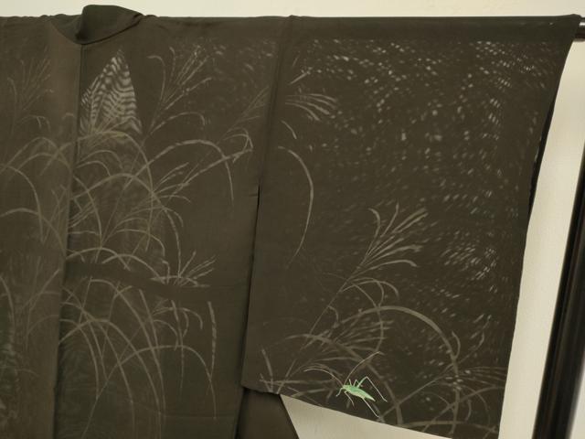 平和屋着物▽訪問着 無双 紗袷 紗×紗 夏虫 黒地 正絹 逸品 DABF5704du