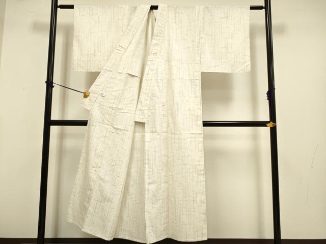平和屋着物▽ぜんまい紬 単衣 絣文様 正絹 逸品 未使用 DABF5705du