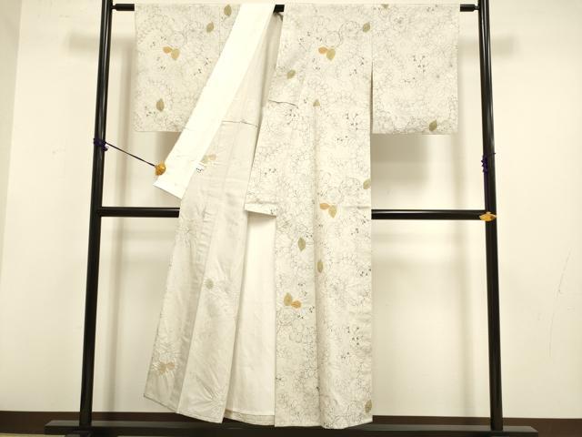 平和屋着物▽上質な紬 単衣 絞り 辻が花 正絹 逸品 DABF5706du