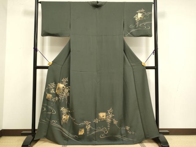 平和屋着物▽訪問着 単衣 刺繍 破れ色紙千鳥花文 金彩 やまと誂製 正絹 逸品 DABF5714du