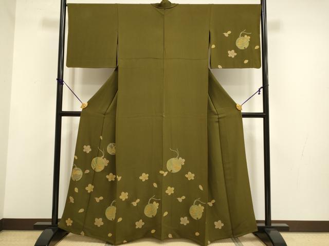平和屋着物▽訪問着 単衣 駒刺繍 鈴 舞桜 兎 正絹 逸品 DABF5715du
