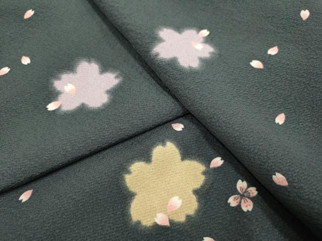 平和屋着物▽上質な小紋 単衣 舞桜文 正絹 逸品 DABF5716du