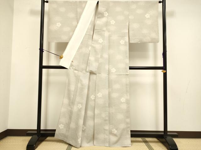 平和屋着物▽本塩沢 単衣 梅 さが美扱い 正絹 逸品 DABF5720du