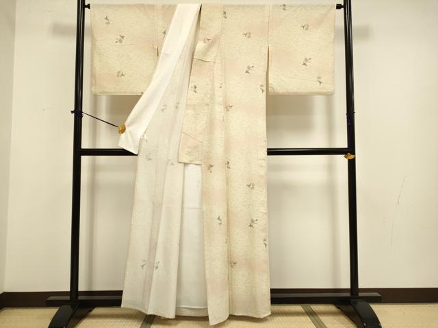 平和屋着物▽小紋 単衣 草花文 暈し染め 洗える着物 DABF5722du