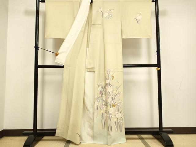 平和屋着物▽訪問着 単衣 花蝶文 暈し染め 正絹 逸品 DABF5730du
