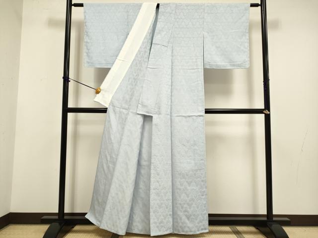 平和屋着物▽上質な色無地 単衣 毘沙門亀甲地紋 オーキッドクレイ色 正絹 逸品 未使用 DABF5735du