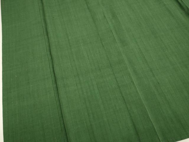 平和屋着物▽上質な紬 単衣 色無地 濃い老竹色 正絹 逸品 DAAQ4551du