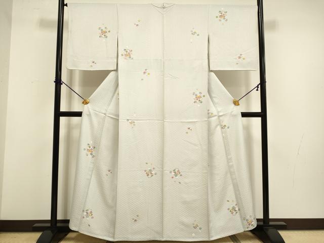 平和屋着物▽上質な小紋 単衣 花籠文 正絹 逸品 DABF5749du