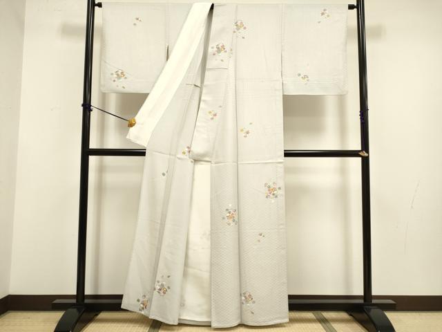 平和屋着物▽上質な小紋 単衣 花籠文 正絹 逸品 DABF5749du