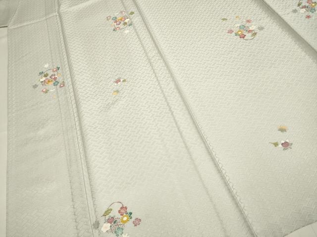 平和屋着物▽上質な小紋 単衣 花籠文 正絹 逸品 DABF5749du