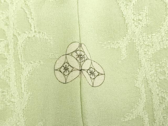 平和屋着物▽上質な色無地 単衣 立涌地紋 若芽色 正絹 逸品 DABF5754du