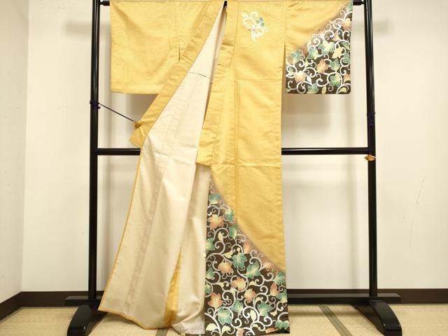 平和屋着物▽訪問着 単衣 唐草文 暈し染め 銀彩 洗える着物 DABF5761du