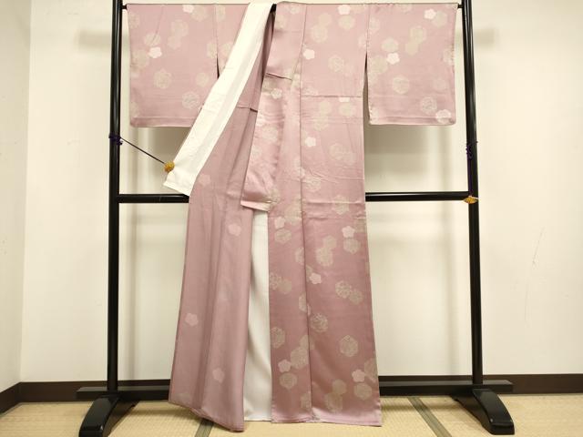 平和屋着物▽上質な小紋 単衣 亀甲花鳥文 正絹 逸品 DABF5762du